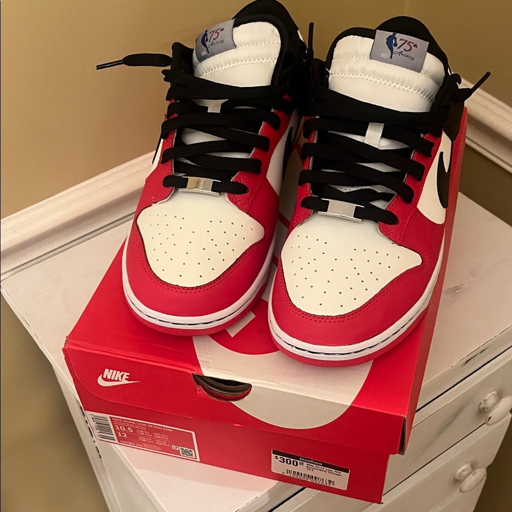 Nike Dunk Low 75th Anniversary Chicago Red and White Low-Top Sneakers